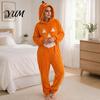 Funny Cosplay Romper Halloween Pumpkin Onesie Pajamas, Adult Jumpsuit with Happy Plush Fleece Homewear Face, Soft Hooded Costume for Party Night,