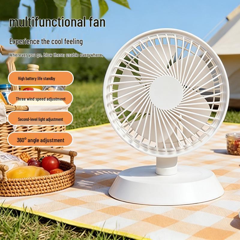 Rechargeable Desktop Fan with Light - 2026 Model, Oscillating Tabletop Electric Fan for Home or Office