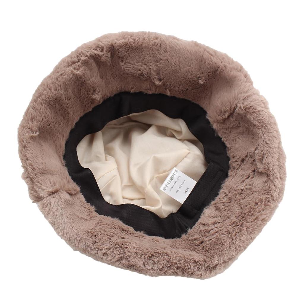 Fur Bucket Hat for Available In and and Solid Product Women's Fall/Winter, Black, Mocha, Ivory. Warm, Thick, Colors. Code Chat0796-mo /
