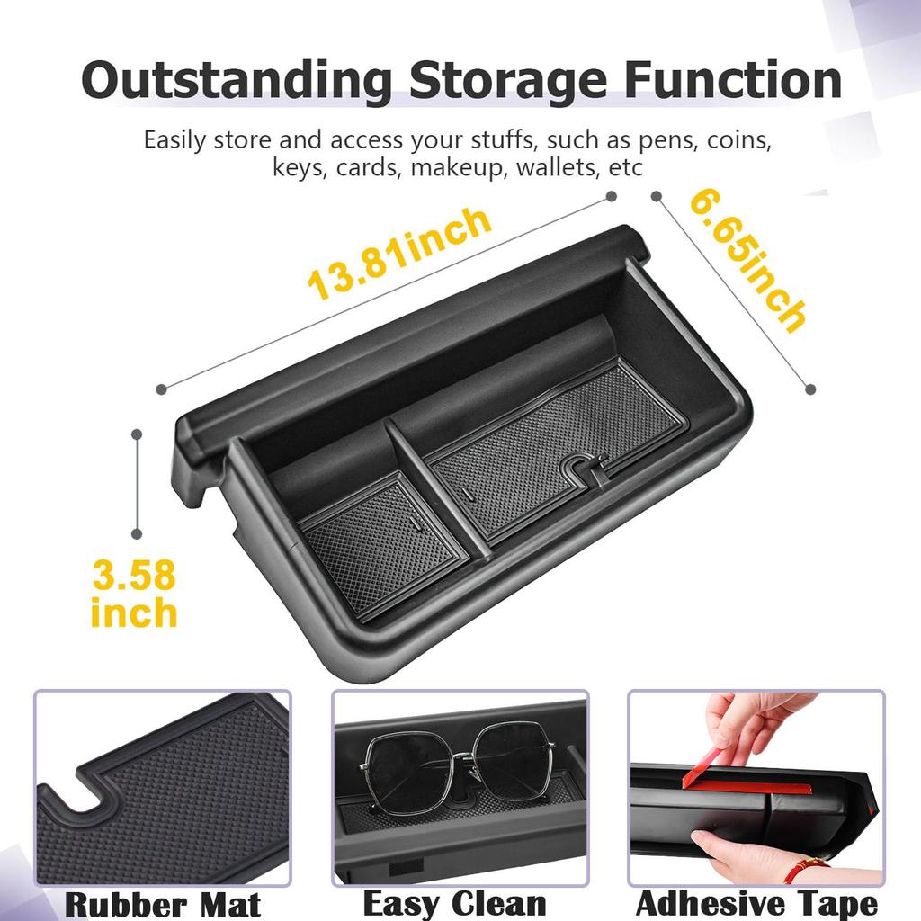 Center Console Organizer Dashboard Storage Box For 2025-2025 Toyota Tacoma & 2025 4Runner Behind Screen Dash Board Accessories