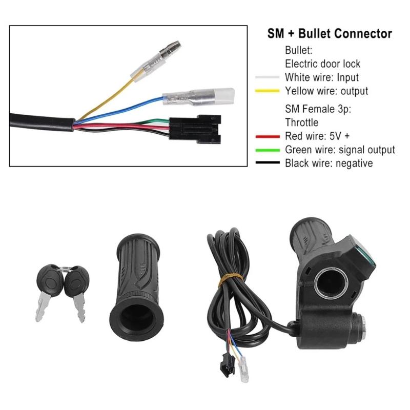 Electric Bike Throttle Handle with LED Display Throttle Accelerator Handle Grip Scooter Handlebar Grip Twist Throttle