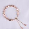 Elegant Pink Imitation Pearl Bracelets Exquisite Purple Crystal Beads Adjustable Bracelets Bangle Female Wristband Accessories K