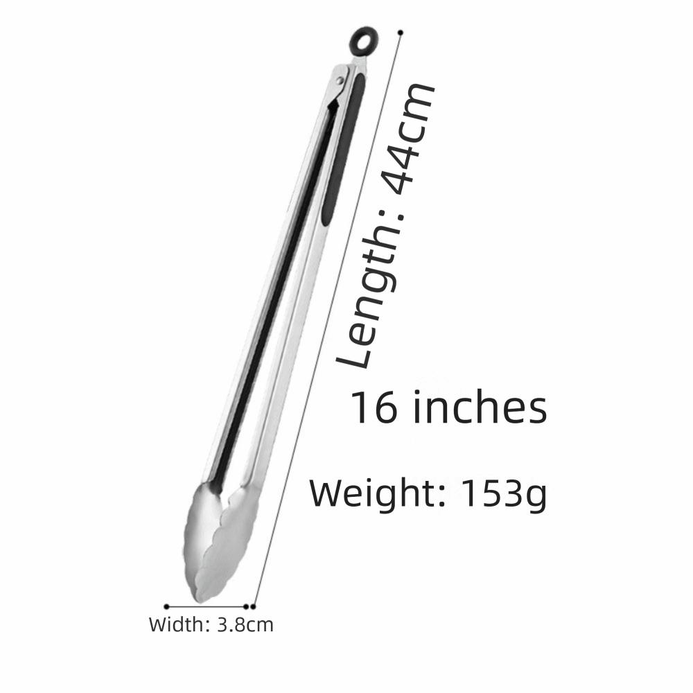 New Stainless Steel Barbecue Tongs Non-Slip Thickened Bread Tongs Lengthened Multifunctional Food Tongs Kitchen Gadgets
