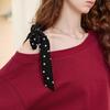 Chuyu Off-Shoulder Polka Dot Bow Short Sweatshirt