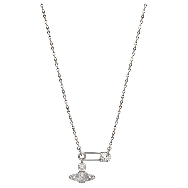 Vivienne Westwood Ball Design Brass Crystal Necklace Women necklace Silver 8050889135906 Basic Packaging-Dust Bag+Box