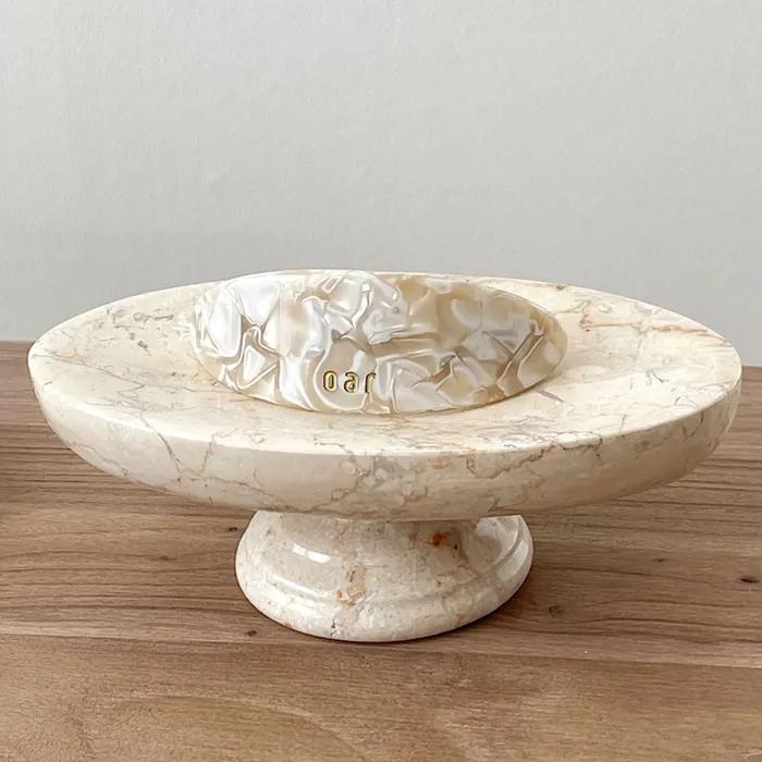 Classic Big Marble Barrette [Ivory Marble]