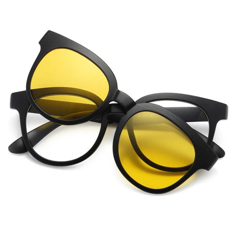 9010 Magnet Clip Round Frame Myopia Glasses 0 -0.5 -1.0 -2.0 To -6.0  Hyperopia Sunglasses +0.5 +1.0 +2.0 To +6