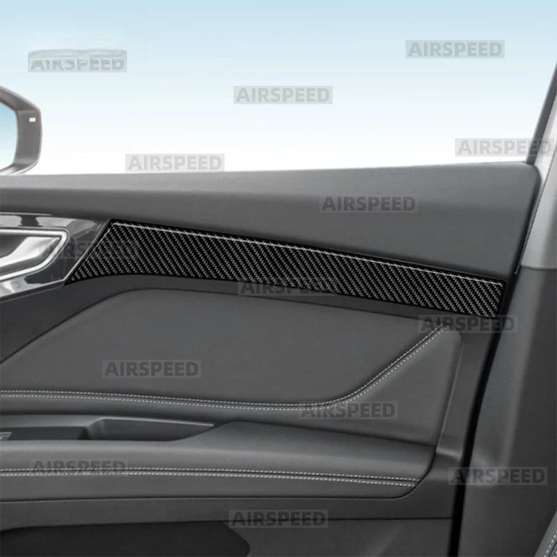 For Q4 e-tron 2021-2025 Real Soft Carbon Fiber Sticker LHD RHD Car Front Rear Door Trim Strip Sticker Panel.