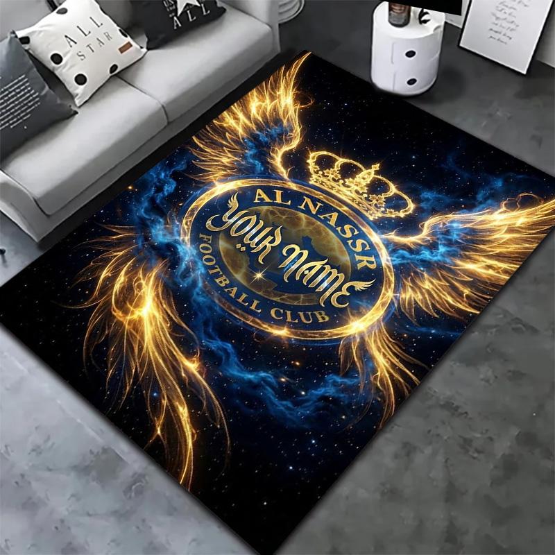 Al Nassr Crest Custom Name Carpet Rug For Living Room Bedroom Home Sofa Decoration Kids Play Nonslip Floor Mat