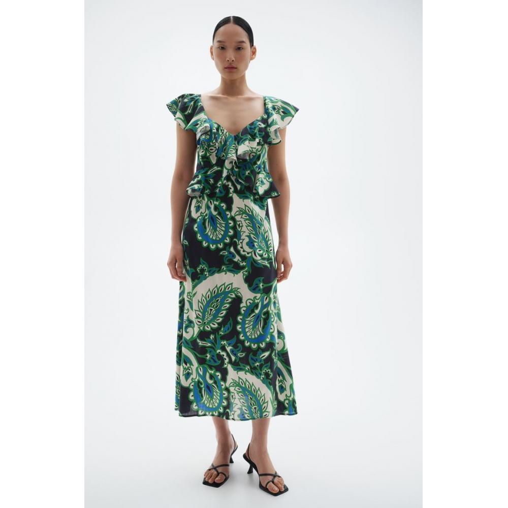 

Платье HM с оборками, темно-синего цвета, с узором пейсли