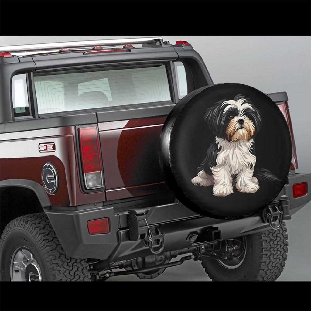 Single Pack Of Adorable Shih Tzu Patterned Polyester Car Cover Suitable For And Spare Tires