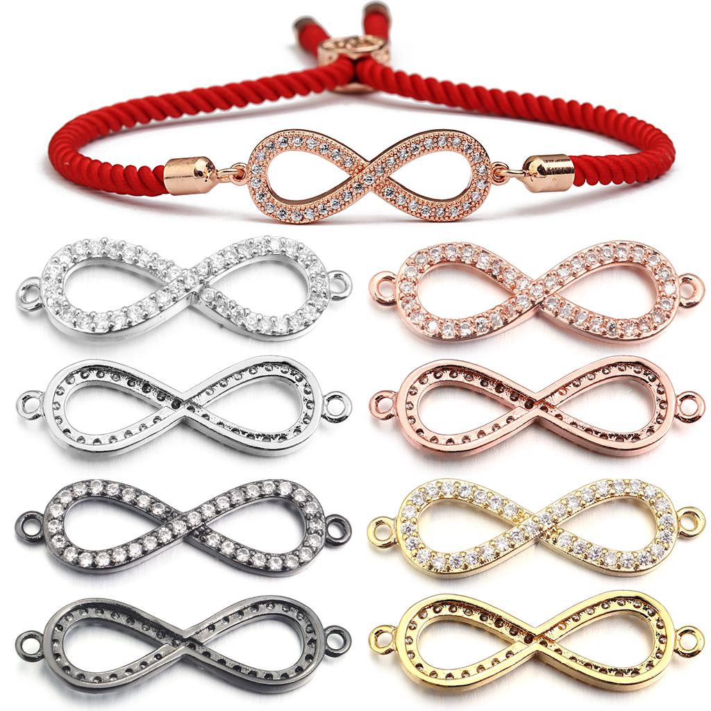 2pcs Brass Cubic Zirconia Infinity Charms 9x29mm Exquisite Cross Charm Connectors For DIY Jewelry Making Necklace Accessories