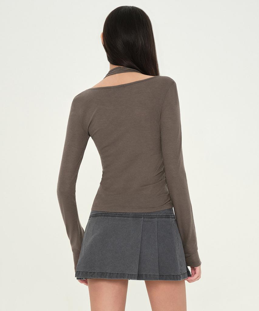 MUSINSA STANDARD WOMAN Women'S Wool Tencel Halter Layered Long Sleeve T-Shirt [Brown]