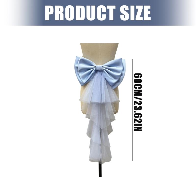 Fashionable Wedding Party Waist Bowknot for Woman Decorative Tulle Casual Train Waist Bowknot Foulard Female