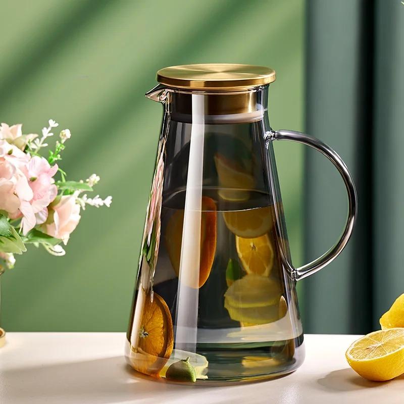 

1800ml Glass Kettle Transparent and Heat-resistant Cold Water Cup Tea Pot Large Capacity Set for Home Use Cold Water Kettle