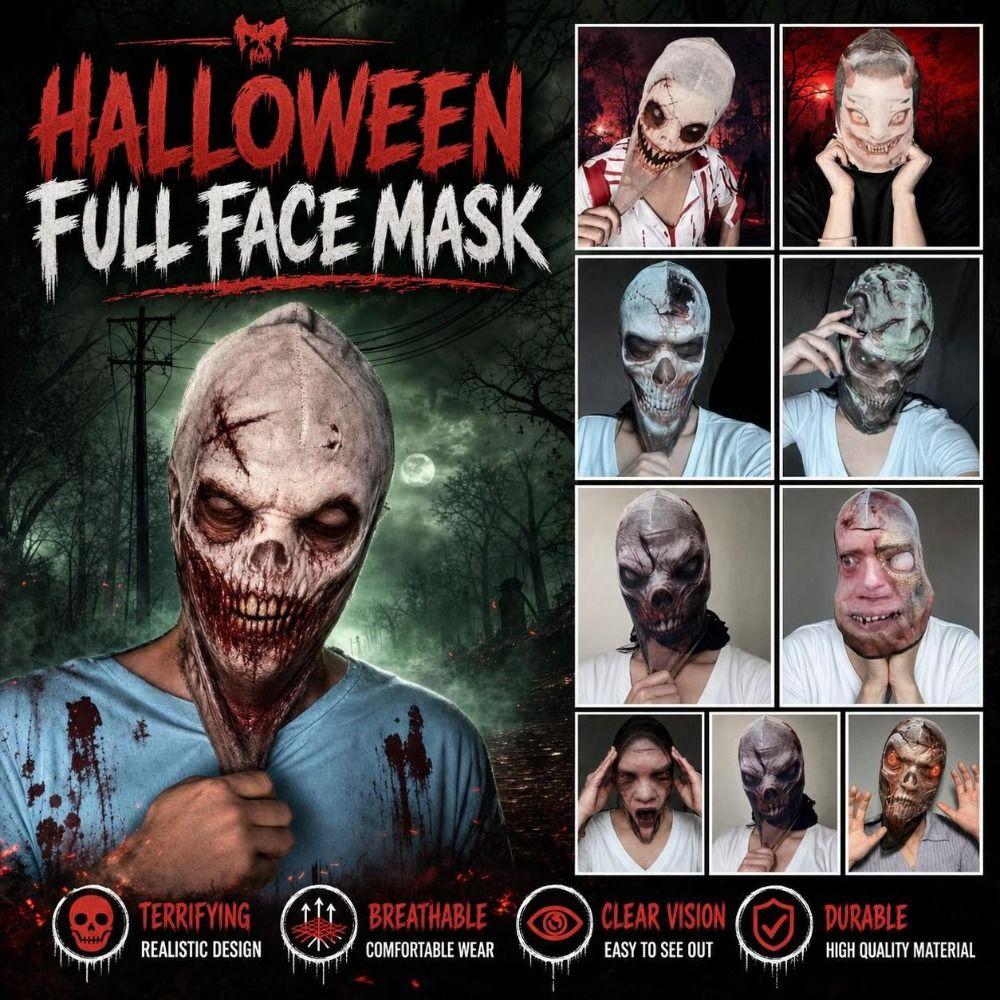 Creative 3D Halloween Masks Breathable Elastic Headwear Skull Cosplay Mask Mesh Visualized Realistic Zombie Mask Prank