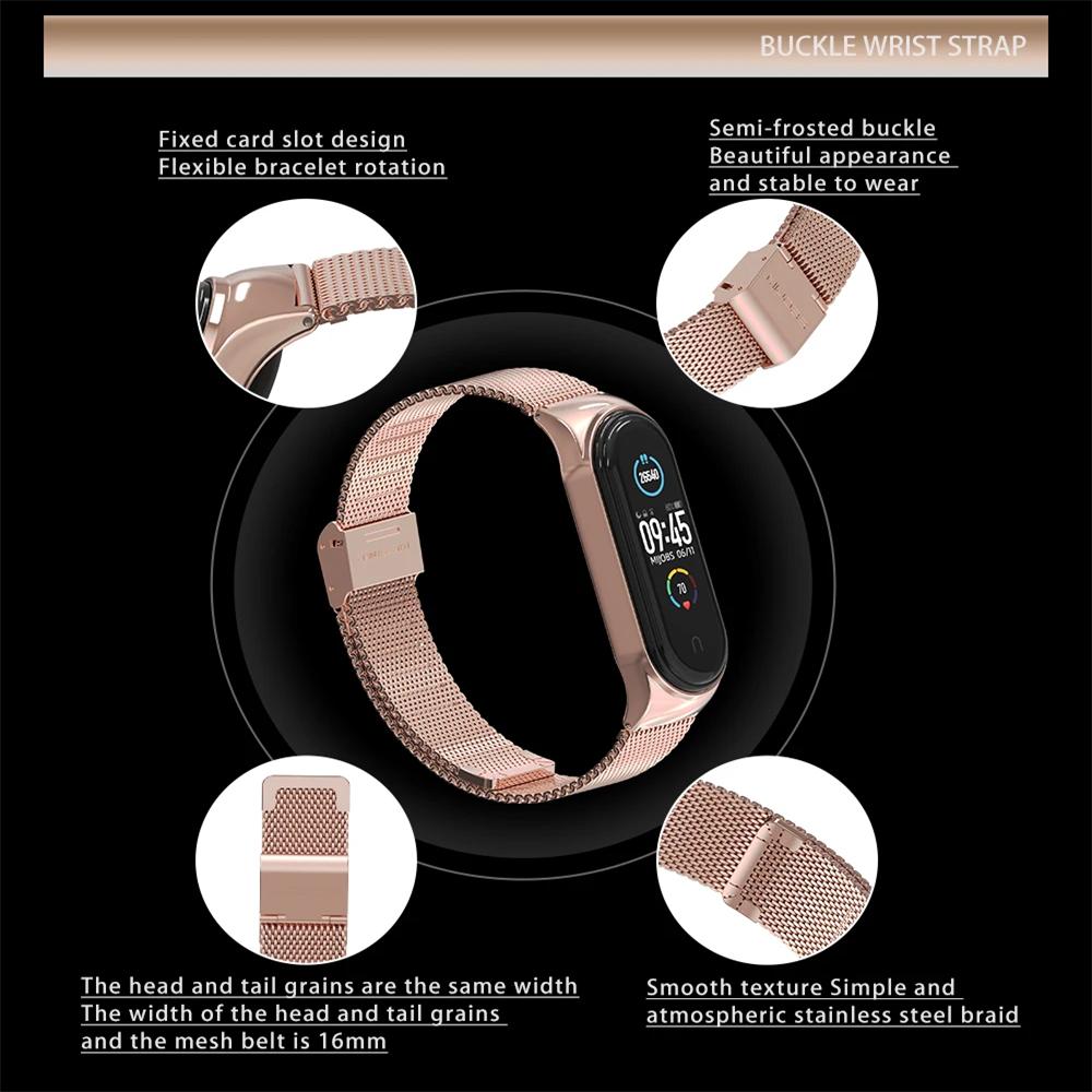 Xiaomi Mi Band 7 6 5 Edition Mailand Armband Schnalle Smartwatch Ersatz Metallarmband, geeignet für das Edelstahlarmband