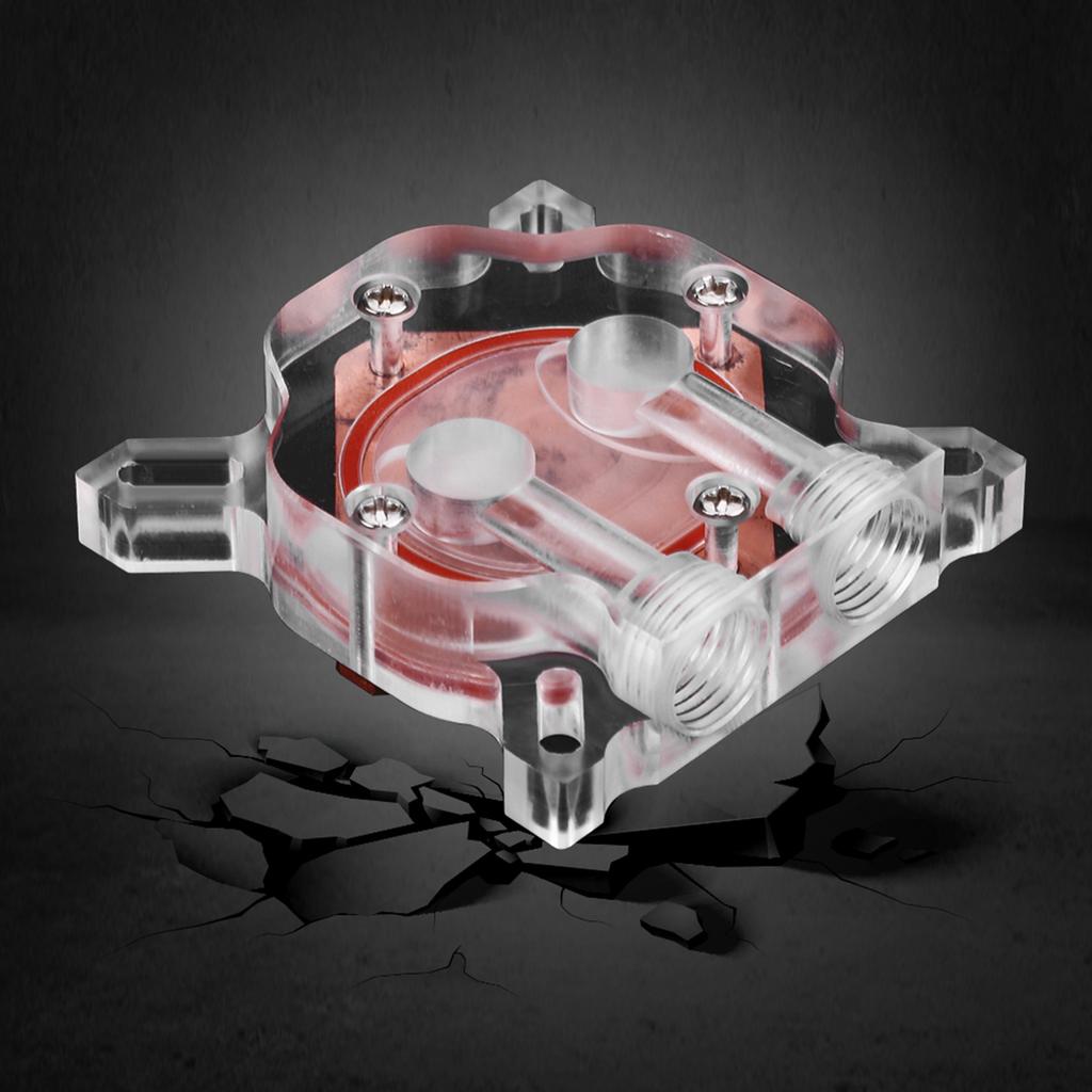 Computer GPU Water Cooler Cooling Block Waterblock Red Copper Base POM Cover