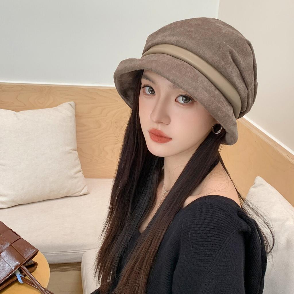 Simple Solid Color Suede, Personalized Elegant Style Temperament Basin Hat Women's Autumn Casual Fashion Versatile Exquisite Stacking Hat