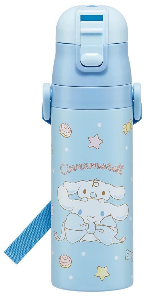 Skater Water Direct Sanrio Cinnamoroll Big Ribbon for Stainless Sports Water Kids' Bottle, 470ml, Drink, Design, Girls, Insulated, Steel, Lightweight,