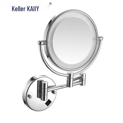 LED Bathroom Vanity Mirror with Folding Makeup Light - Wall-Mounted for Home & Hotel Use