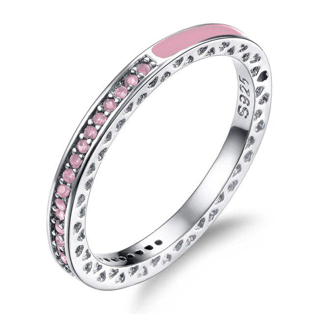New Trendy Rainbow Simulated Diamond Stackable 925 Sterling Silver Eternity Ring for Women Wedding Finger Band Gift Z30