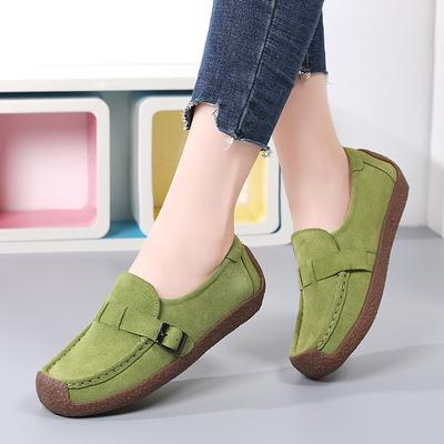 Women Loafers Casual Suede Moccasins Nurse Shoes Soft Flats Black Driving Walking Shoes Plus Size for Mother Large Size