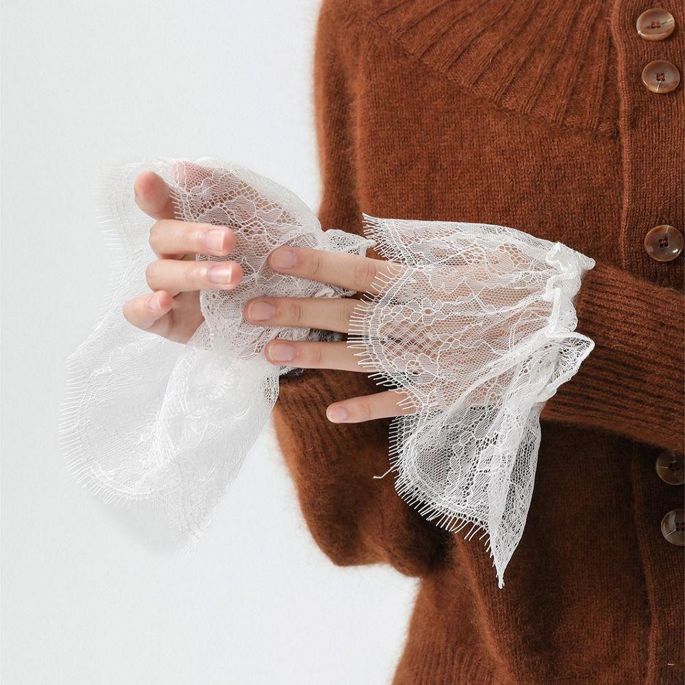 Elegant Lace Detachable Sleeve Cuffs Floral Detachable Fake Sleeve Elegant Sweet Sleeve Cuffs Clothes Accessories
