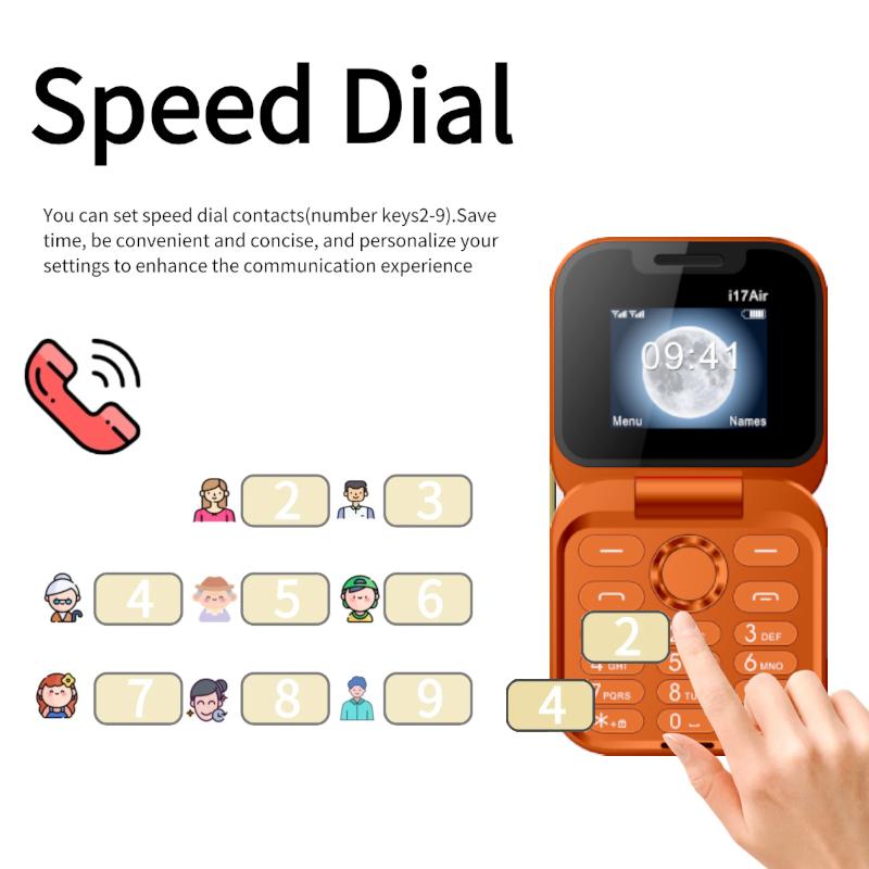 New i17Air 2G Mini Foldable Mobile Phone Dual SIM Speed Dial Blacklist Flashlight Call Record Flip Cellphone FM Radio