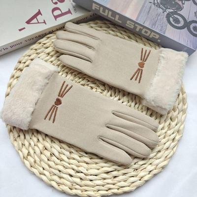 Women's Cute Kitten Windproof Touch Screen Riding Gloves - Thick Velvet Lined for Winter Warmth