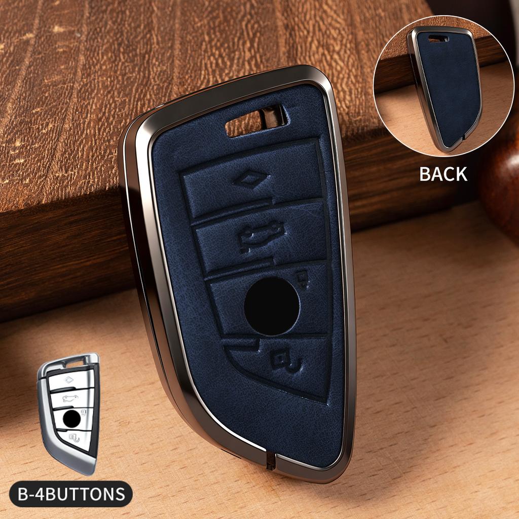 Car Accessories Zinc Alloy Leather Key Case Cover Chain for BMW X1 X3 X4 X5 F15 X6 F16 G30 7 Series G11 F48 F39 520 525 F30 118i