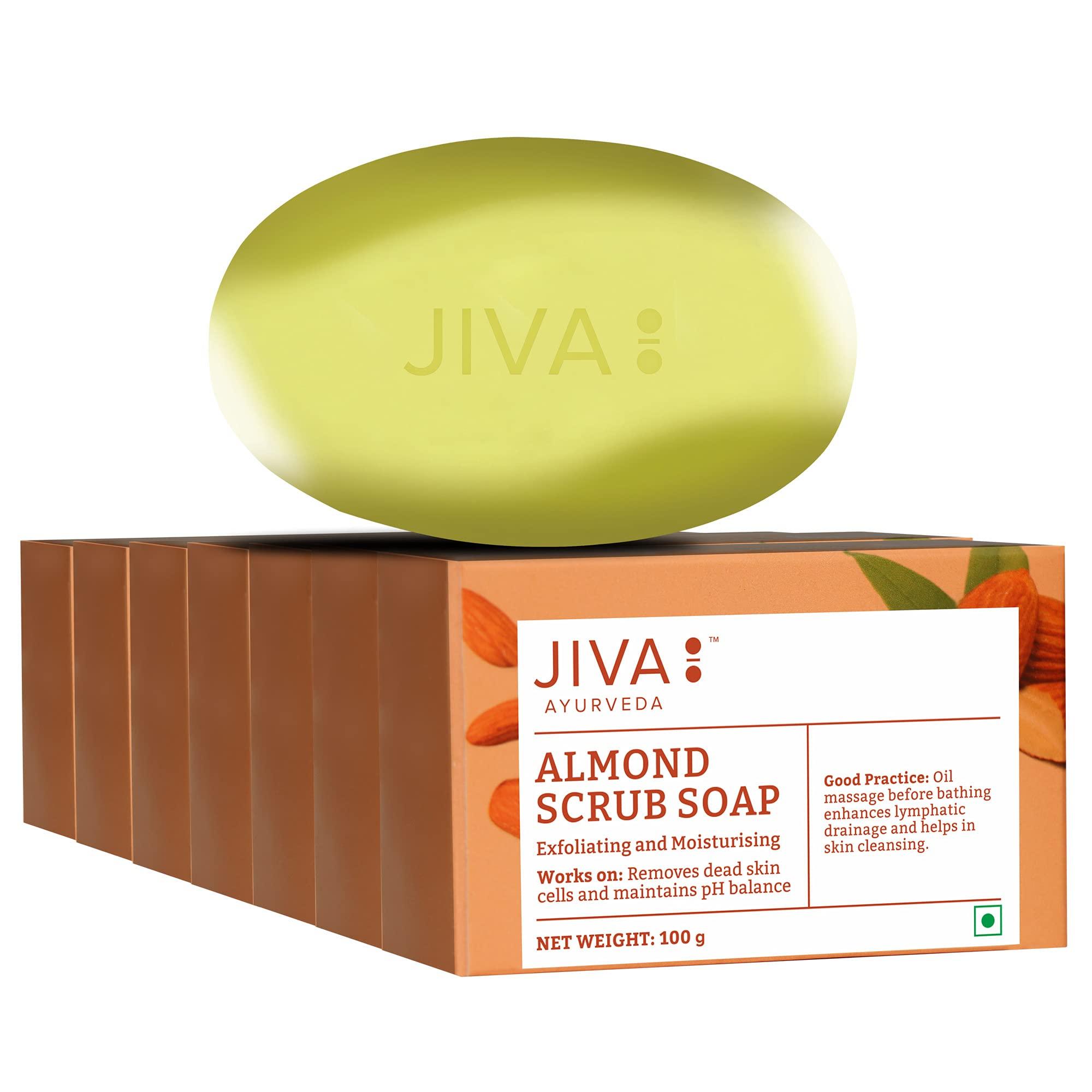 Jiva Almond Soap - 100gm (Pack of 7) | Natural Badaam Soap For All Skin Types | Natural Cleanser, For Glowing Skin