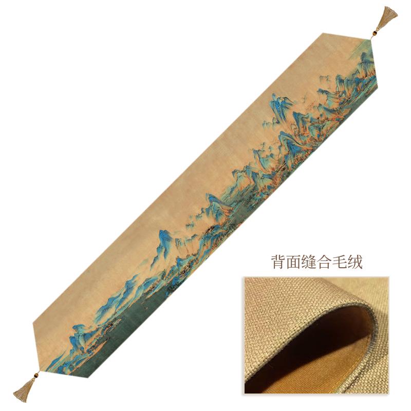 Waterproof tea party Chinese zen table flag tea table mat waterproof tablecloth tea table fabric long strip high-end (as the picture,32x120cm)