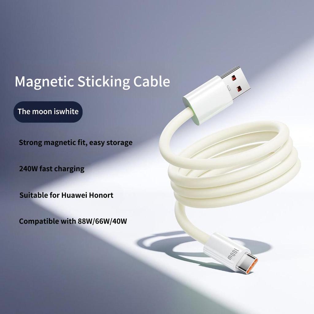 240W Silicone Magnetic Fast Charging Cable for Apple, Android, Tablets & Laptops