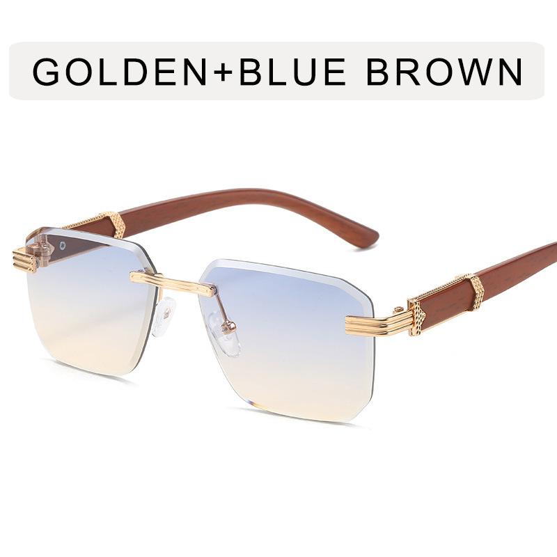 

Солнцезащитные очки Arrow Wood Grain Legs без оправы с отделкой, женские, нестандартные квадратные солнцезащитные очки, ретро-очки с защитой от солнца as shown in the picture