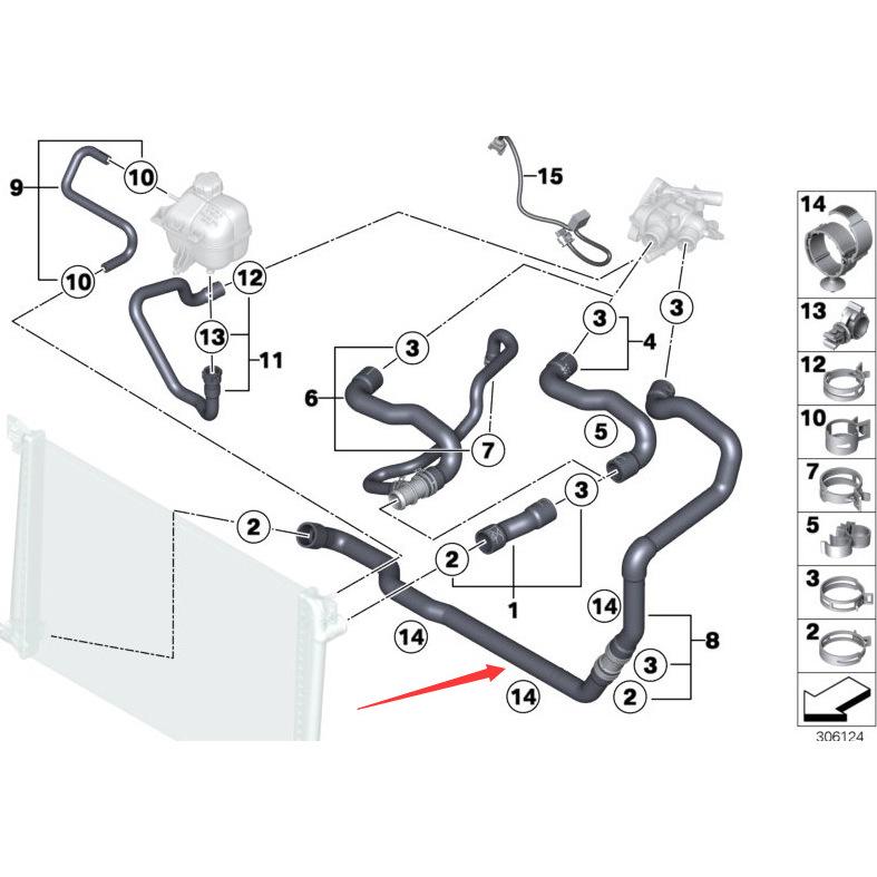 BMW Mini R56 Radiator To Thermostat Hose - 17122754247