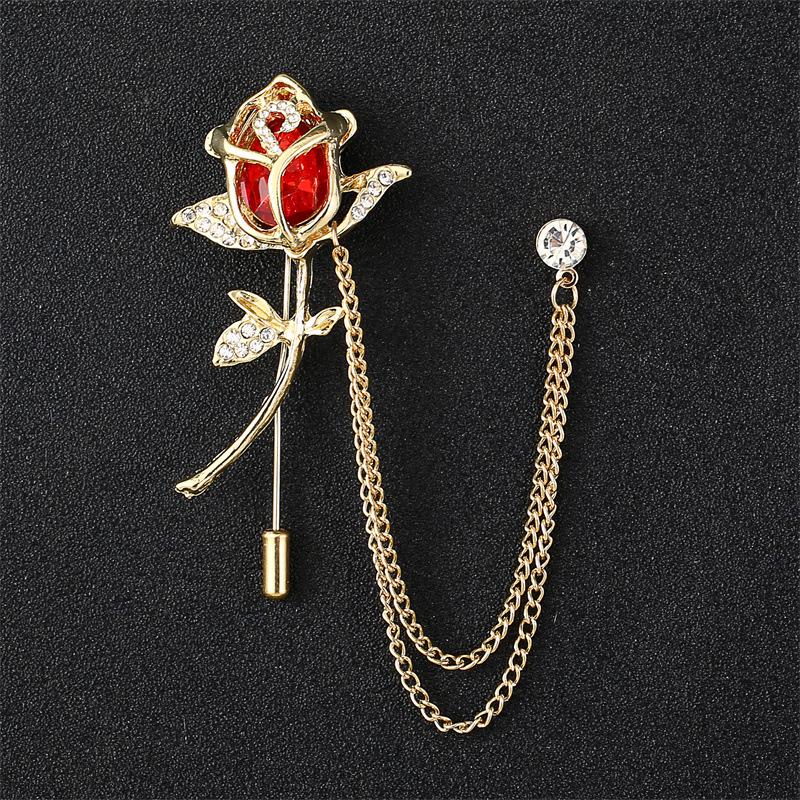 Men's Vintage Wings Brooch: Korean Chain Lapel Pin & Flower Corsage Badge.