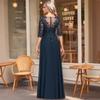 European and American Chiffon Lace Elegant Medium Sleeve Multi-color Enlarged Evening Dress Dance High and Low Skirt
