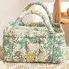 Floral Pattern Bento Handbags Patchwork Design Foldable Shopper Bag Portable Cotton Material Cosmetic Bag Home Textile Storage