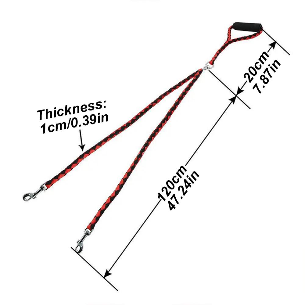1 PC Weaving Double Heads Pet Dog Leashes with Padded Handle Double Leash for Two Dogs Puppy Small Medium Dogs Training Walking