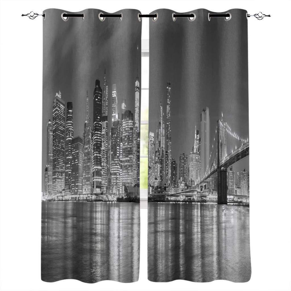 Hamanton Architecture In New York City Window Curtains Scenic Curtains for Living Room Decorative Items Living Room