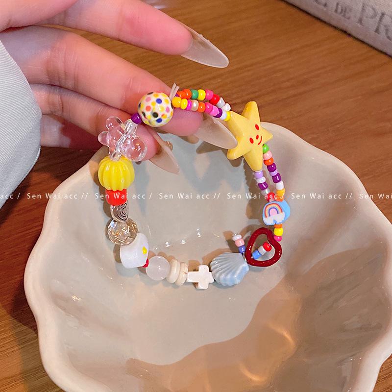 Colored stars beaded fresh bracelet female dopamine design sweet bracelet cute jewelry