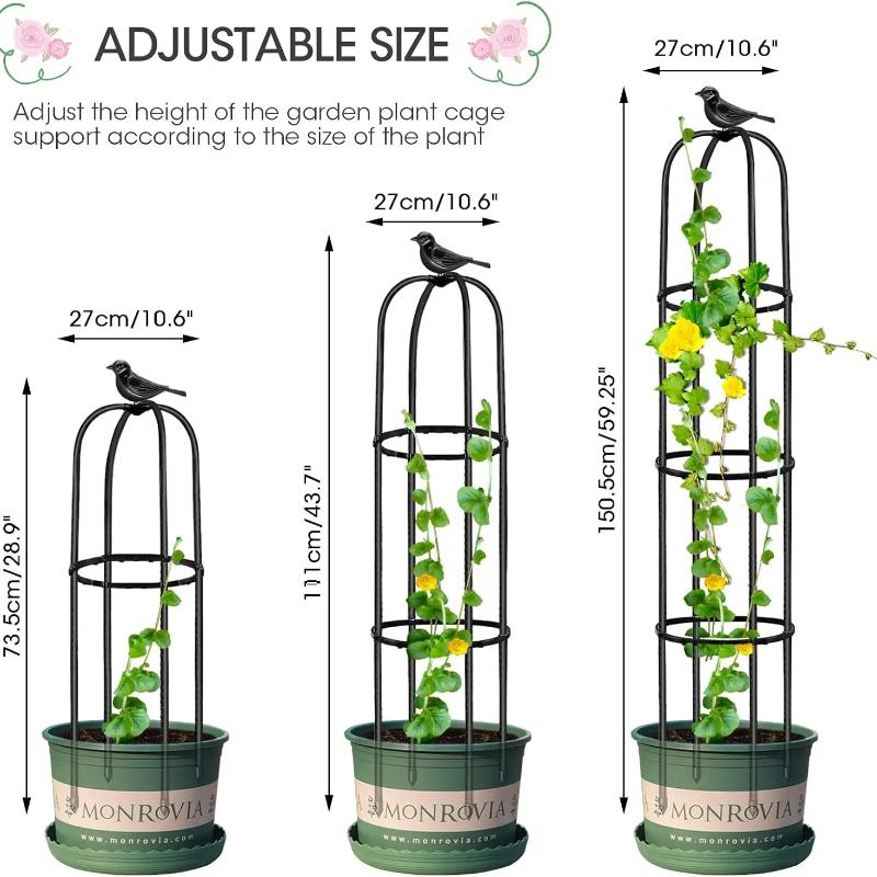 Garden Obelisk Plant Supports For Garden, Tower Obelisks 150Cm U-Shaped Climbing Plant Support Rustproof Pea Frame Tomato Cage
