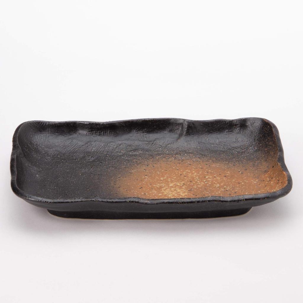 Mino ware ceramic black Bizen K80294 plate, style,