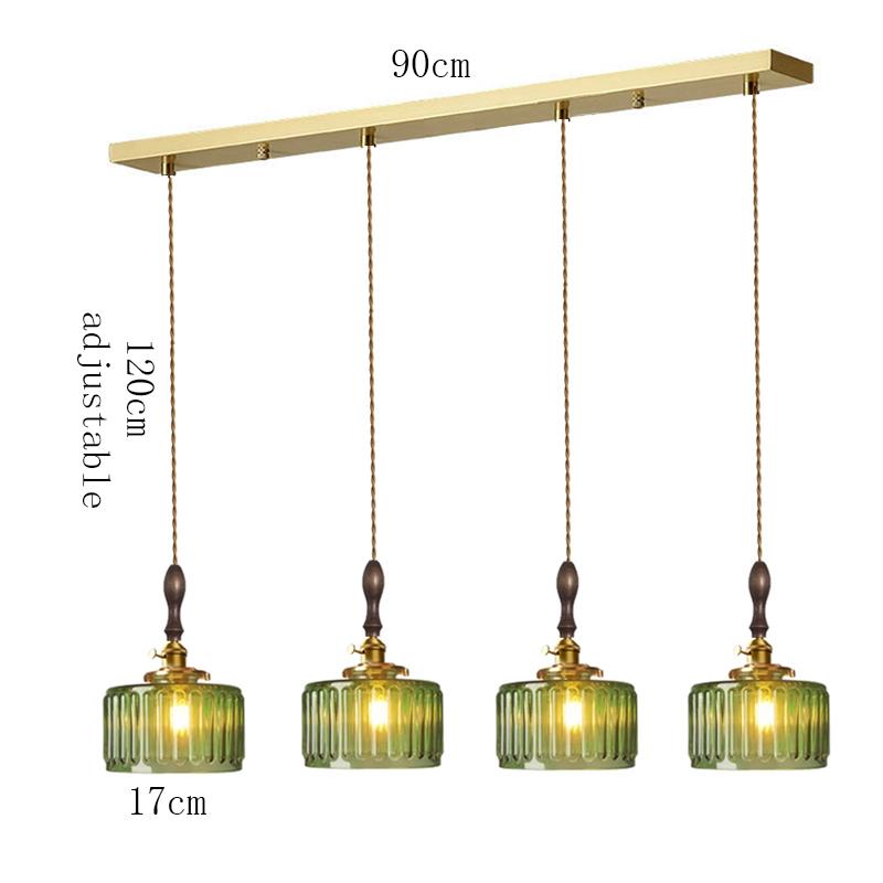 Suspension Green Stripe Glass Chandelier E27 Restaurant Pendant Light For Dining Room Kitchen Cafe Bedside Hanging Lamp Fixtures