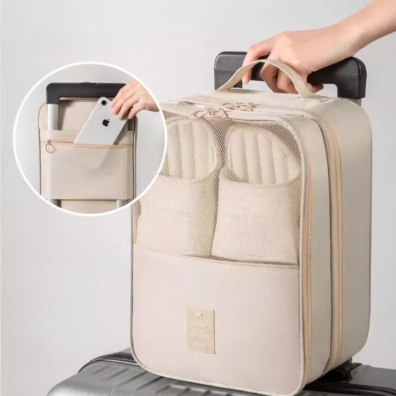 Travel Shoe Bag Storage Bag Washed Diagonal Breathable Mesh Multiple Pairs of Shoes Portable Shoe Box for Business Trips