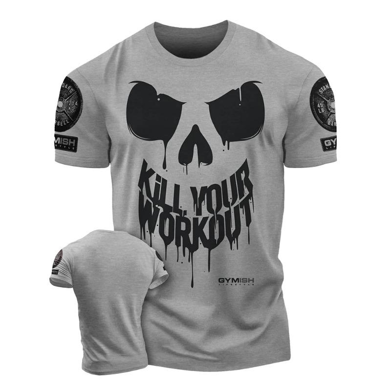 

Kill Your Fitness Чоловіча футболка преміум-класу з коротким рукавом для фітнесу, еластична чоловіча футболка XL