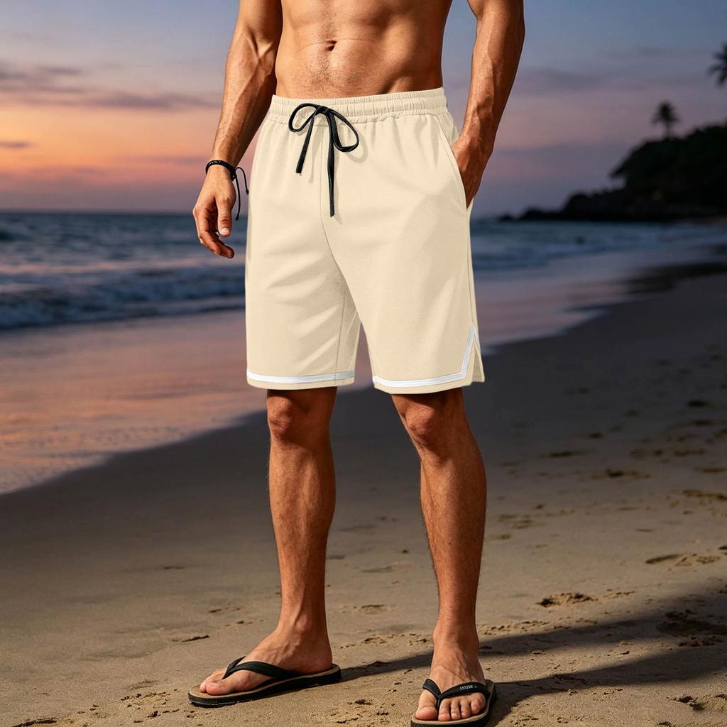 Men's Breathable Mesh Athletic Shorts Lightweight Casual Sportswear with Elastic Waistband and Drawstring for Outdoor Activities and Gym