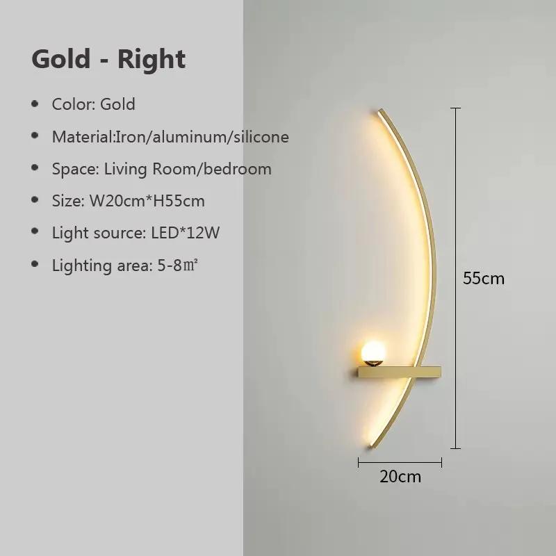 Modern LED Wall Lamp Minimalist Stripe Wall Sconce Black Gold Decorative For Bedroom Bedside Study Home Indoor Lighting Lusters