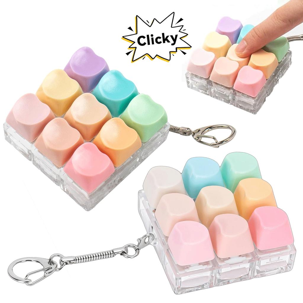 Nine-Key Heart Shape Fingertip Pressing Key Keychain Adult Stress-Relieving Finger Keyboard Game Key Chain Stress-Relieving Toys